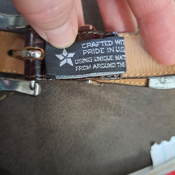 Brighton Brown Leather Belt B708 Croc Embossed Women's Size 34 Large - Picture 2 of 12